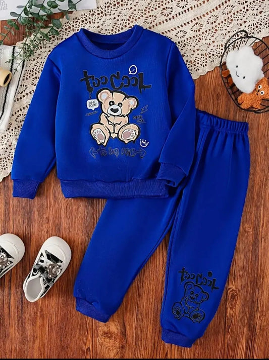 Winter Collection 4 Pcs Boys Fleece Printed Tracksuit