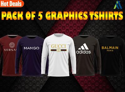 Men’s Jersey Graphic Sublimation Full Sleeves Shirts – Pack of 5