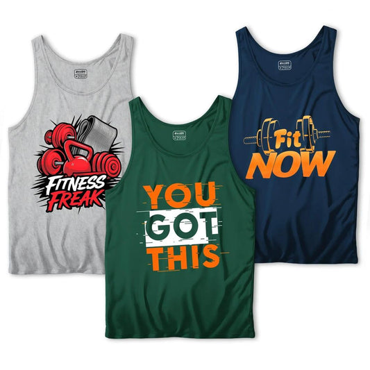 Men’s Gym & Casual Printed Sando Tanks-Pack of 3