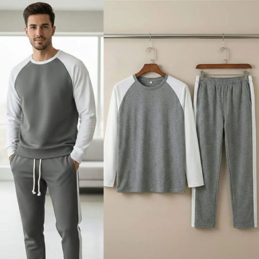 Grey Men’s Fleece Sweatshirt & Jogger Set