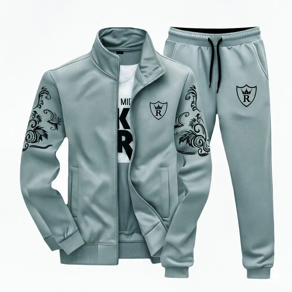 Men’s Casual Fleece Track Suit – Zipper Jacket & Joggers