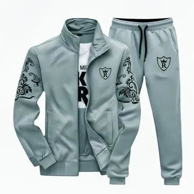 Men’s Casual Fleece Track Suit – Zipper Jacket & Joggers