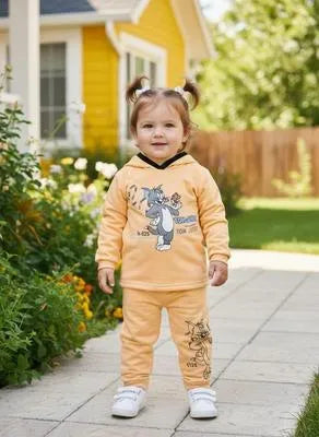 Kids Printed Fleece Hoodie Tracksuit