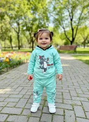 Kids Printed Fleece Hoodie Tracksuit