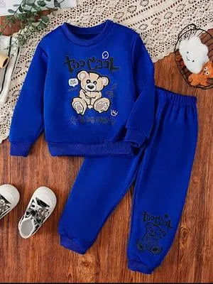 Winter Collection 4 Pcs Boys Fleece Printed Tracksuit