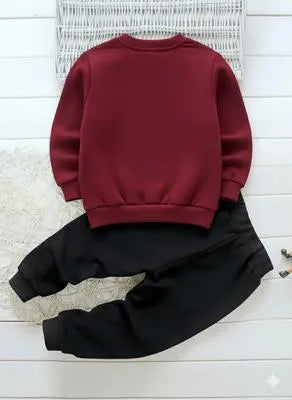 Boys & Girls Printed Fleece Winter Tracksuit Set