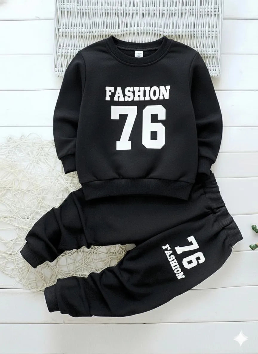 Boys & Girls Printed Fleece Winter Tracksuit Set