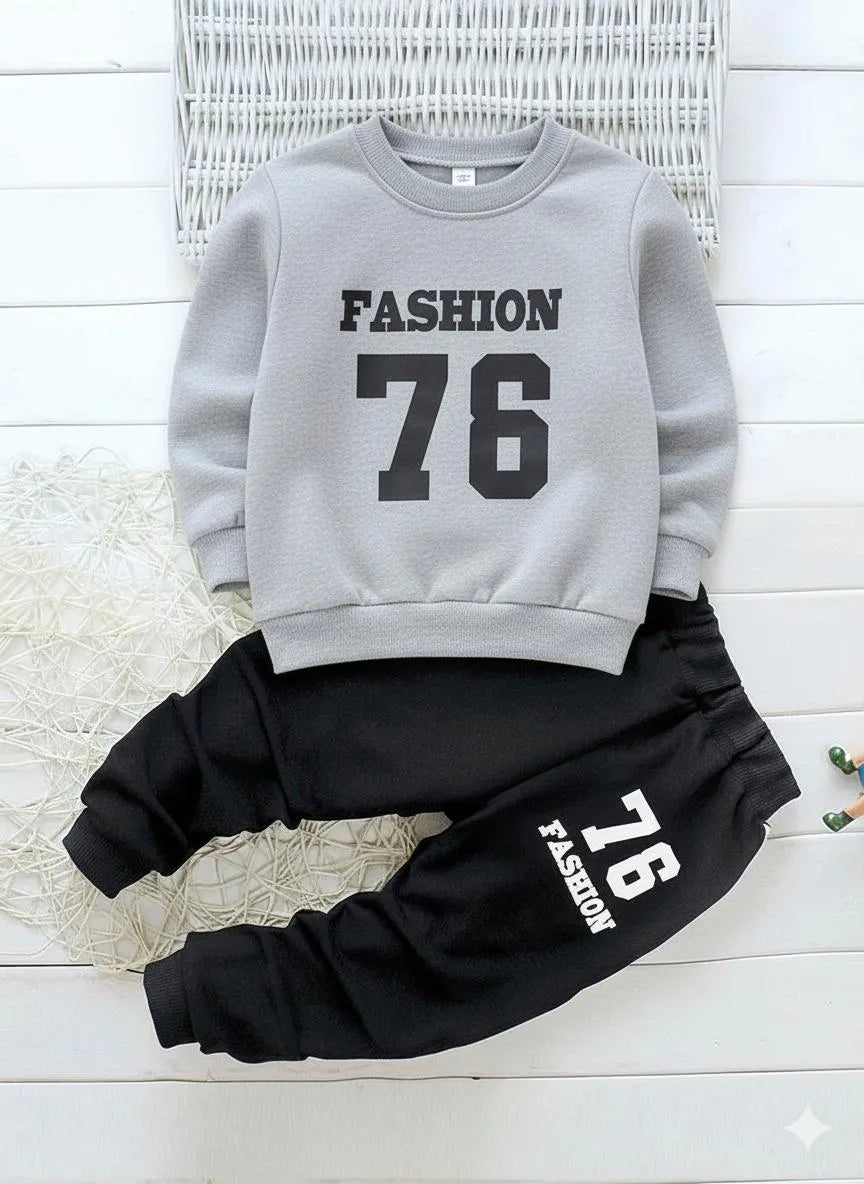 Boys & Girls Printed Fleece Winter Tracksuit Set