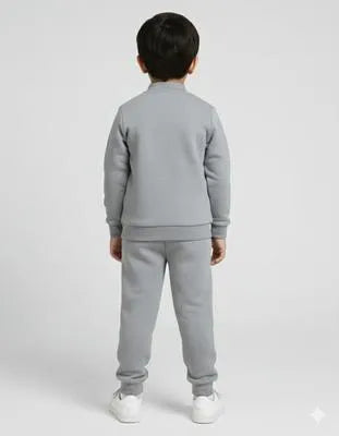2 Pcs Boys Fleece Plain Zipper Tracksuit