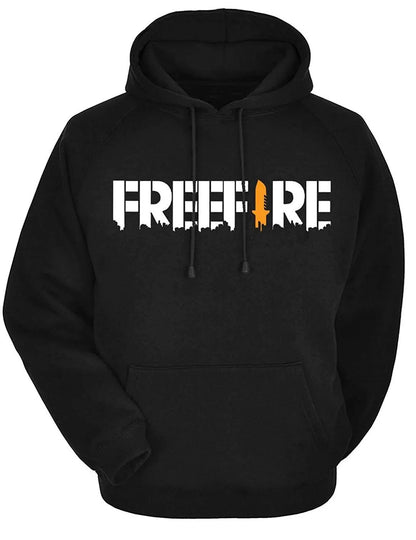Men’s Hooded Fleece Sweatshirt | Black Printed Winter Hoodie
