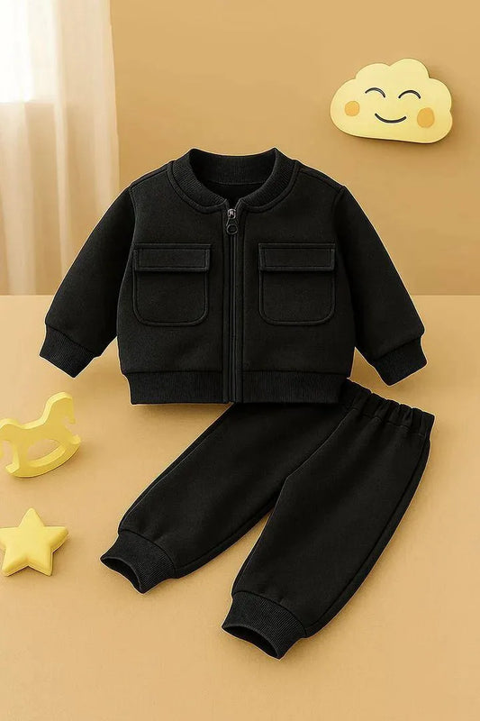 stylish, and comfortable with this 2 Pcs Girls Fleece Plain Tracksuit