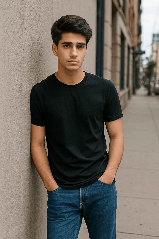 Black Cotton T-Shirt – Men’s Regular Fit