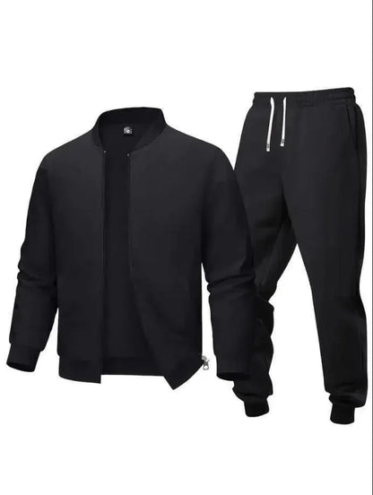 Black Men’s Plain Fleece Zipper Track Suit – Casual & Sportswear