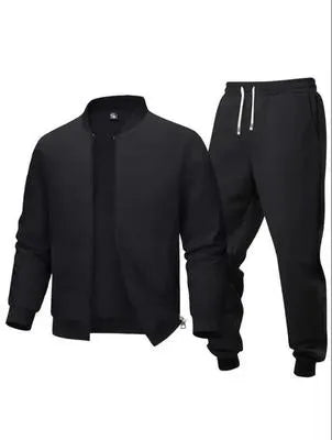 Black Men’s Plain Fleece Zipper Track Suit – Casual & Sportswear