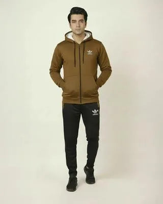 Mustard Men’s Hoodie & Jogger Set – Printed Fleece Tracksuit