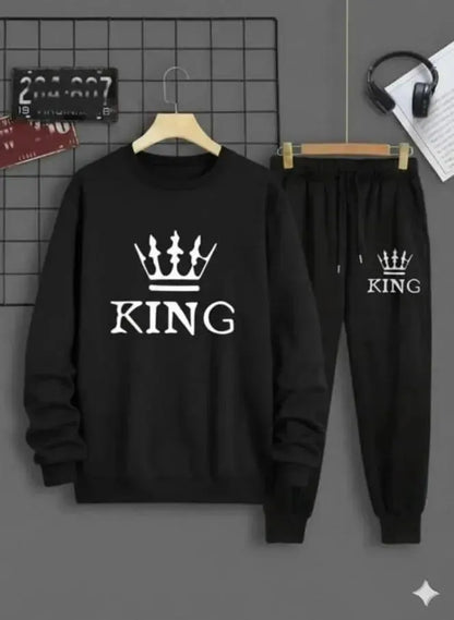 Black Men’s Printed Sweatshirt Tracksuit