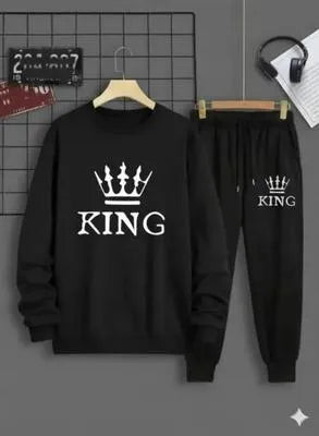 Black Men’s Printed Sweatshirt Tracksuit