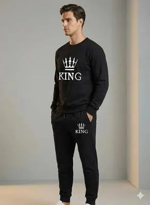 Black Men’s Printed Sweatshirt Tracksuit