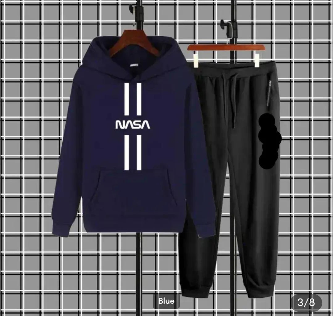 Men’s Brown Fleece Printed Hoodie Track Suit