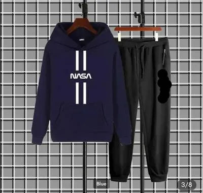 Men’s Brown Fleece Printed Hoodie Track Suit