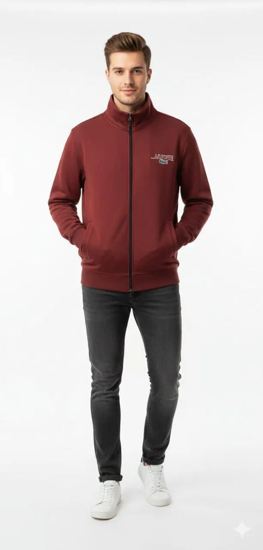 Men’s Maroon Cotton Fleece Zipper Hoodie – Branded