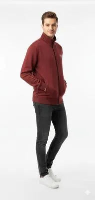 Men’s Maroon Cotton Fleece Zipper Hoodie – Branded