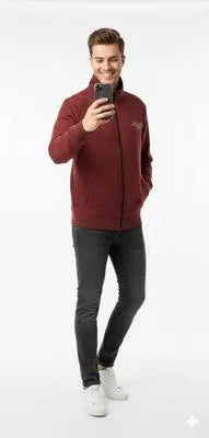 Men’s Maroon Cotton Fleece Zipper Hoodie – Branded