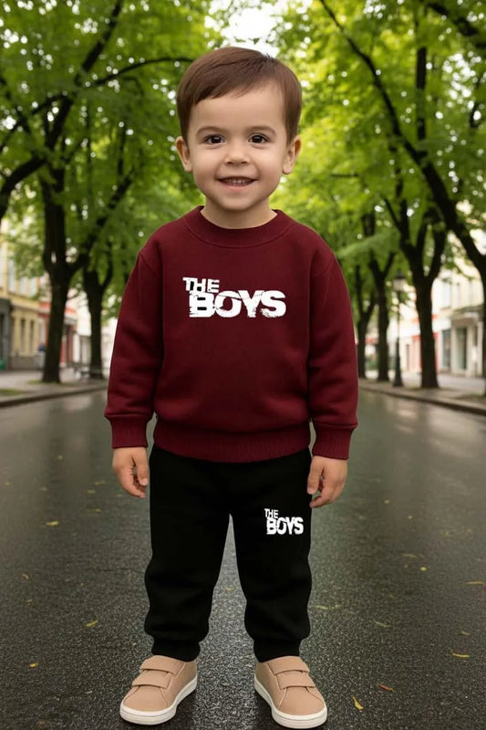 Kids Fleece Printed Sweatshirt Tracksuit