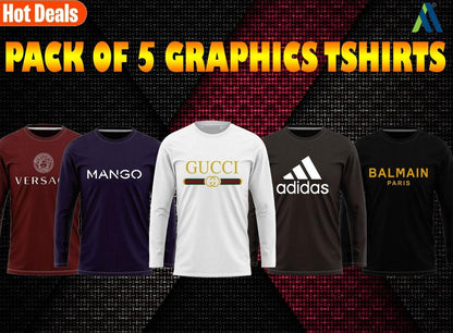 Men’s Jersey Graphic Sublimation Full Sleeves Shirts – Pack of 5