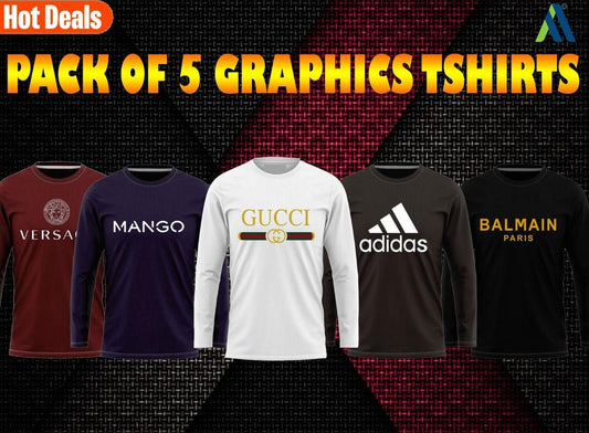 Men’s Jersey Graphic Sublimation Full Sleeves Shirts – Pack of 5