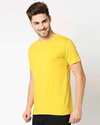 Men’s Yellow Stitched Round Neck Jersey T-Shirt